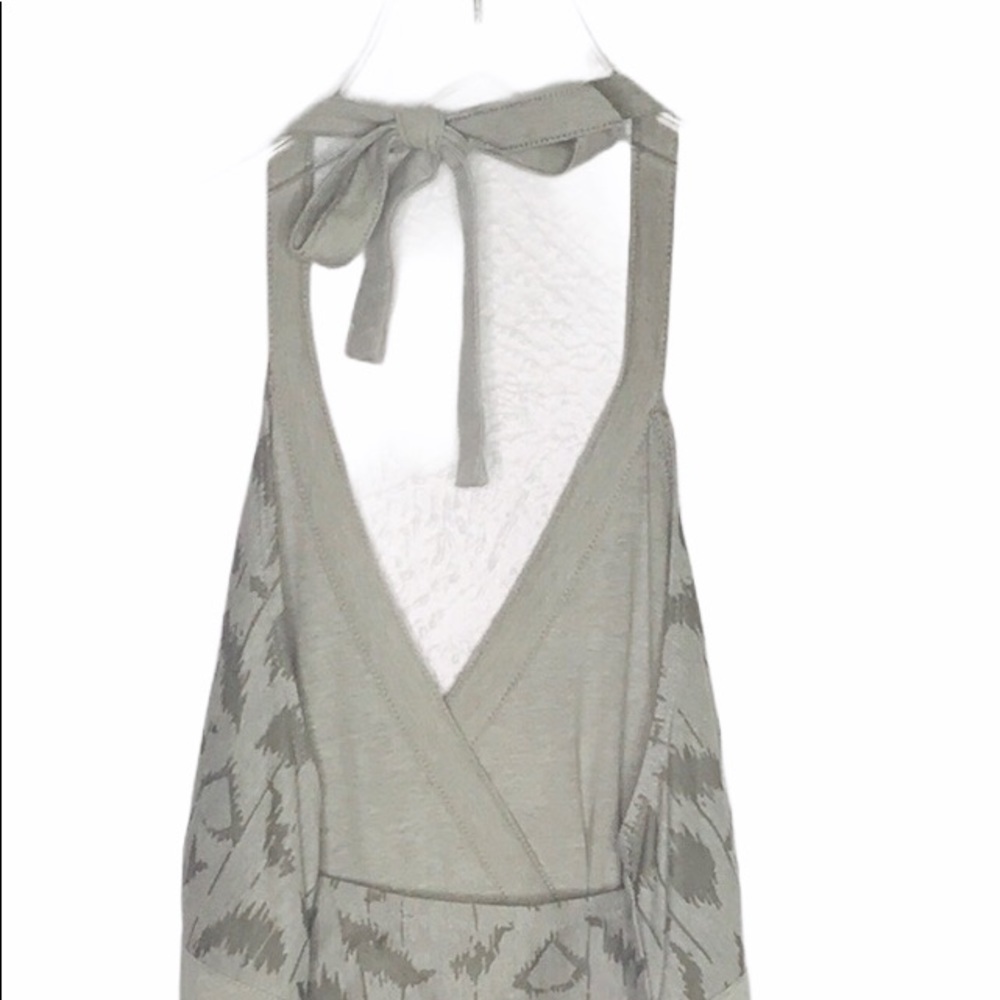 Athleta Gray Halter Tie-Back Maxi Dress Boho Aztec Print Size Small - Picture 6 of 14